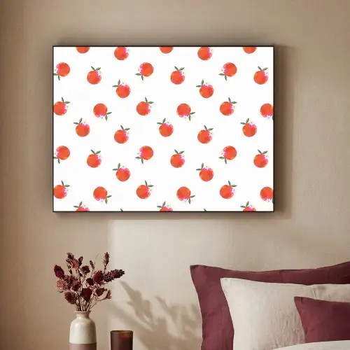 Oranje - Sinaasappel - Bloemetje Textielframe zwart klein 947 -sfeer1