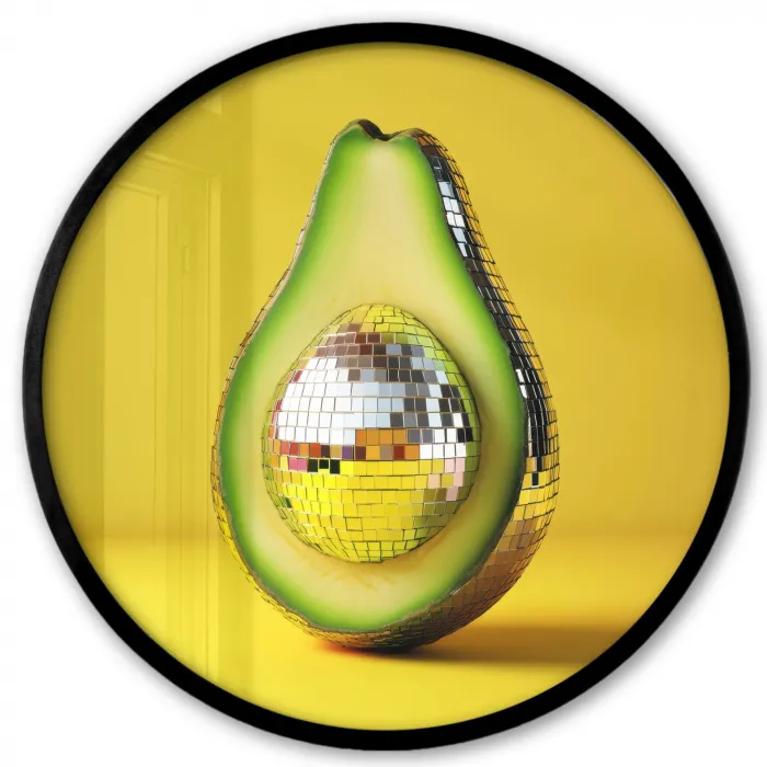 Avocado - Discobal - Geel - Glitter Fotolijst rond zonder passe partout klein -3d