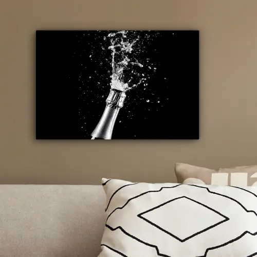 Champagne - Zwart - Spetters - Popping canvas 2cm klein -sfeer3