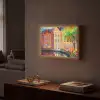 Olieverf - Amsterdam - Kunst - Kleurrijk Light Box met batterij (Wandlamp) middel -sfeer1