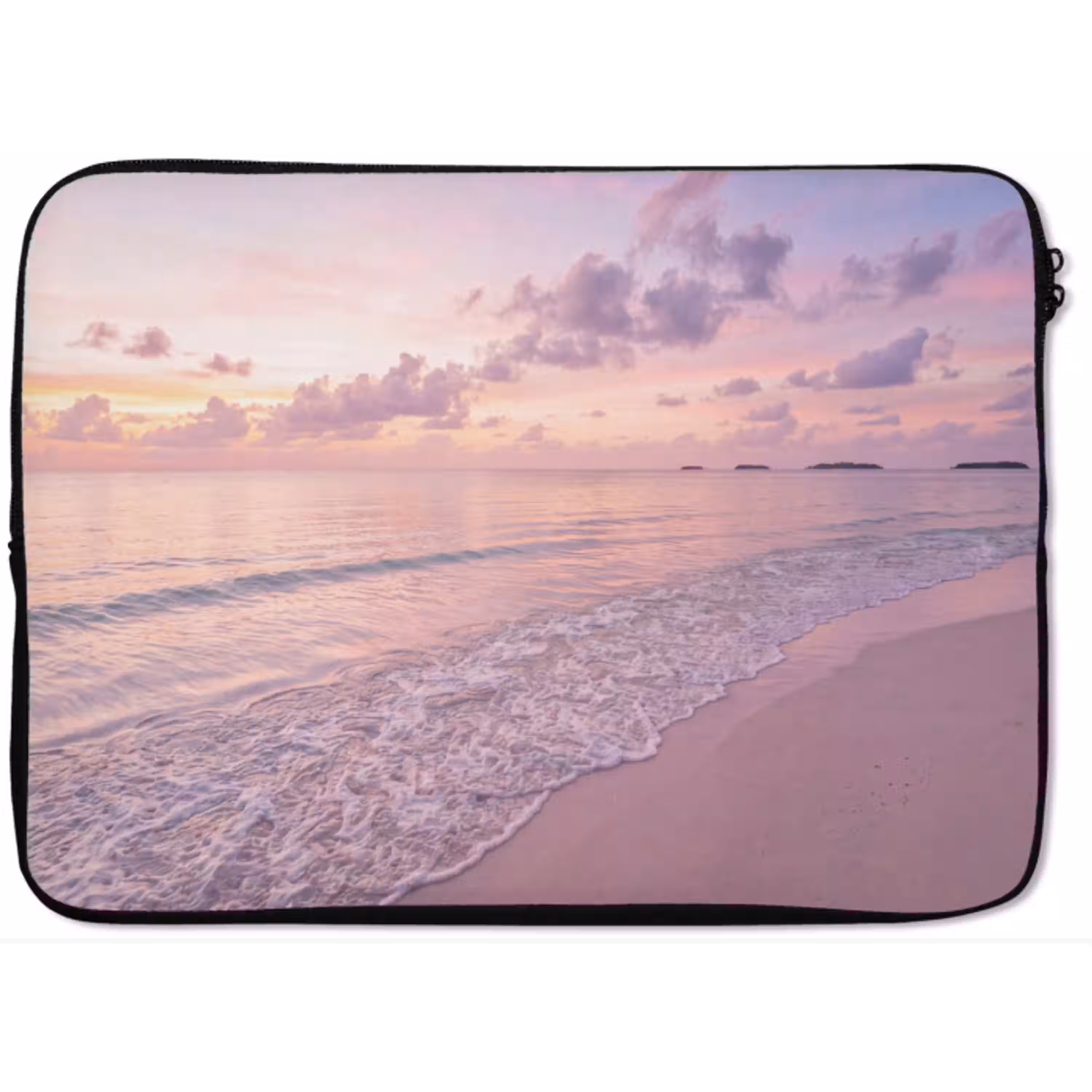 Strand - Zonsondergang - Natuur - Minimalistisch - Roze laptophoes neopreen klein -zkaufland3dotto