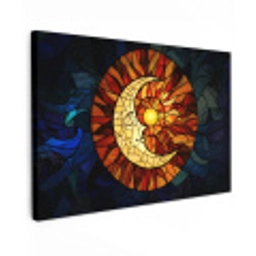 Mozaïek - Glas - Maan - Donkerblauw Tuinposter op houten frame 2 cm dik klein -3d