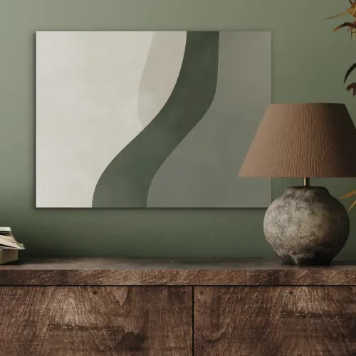 Japandi - Groen - Abstract - Modern PET vilt klein -sfeer2