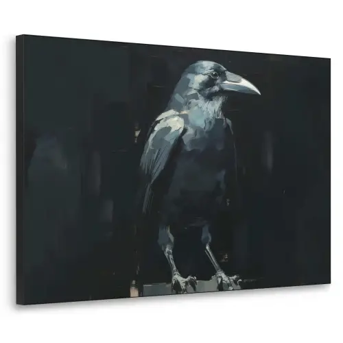 Raaf - Vogels - Zwart Textielframe zwart klein -3d