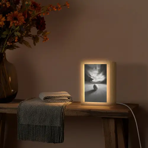 Golfbal - Wazig - Zwart Light Box met kabel (Tafellamp) klein -sfeer4