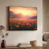 Landschap - Zonsondergang - Bloemenveld Textielframe zwart klein -sfeer3
