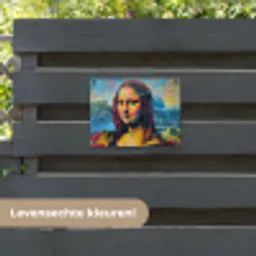 Kleurrijke Mona Lisa tuinposter los doek klein -sfeer3