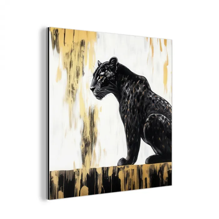 Panter - Zwart - Abstract - Goud aluminium wit klein -3d
