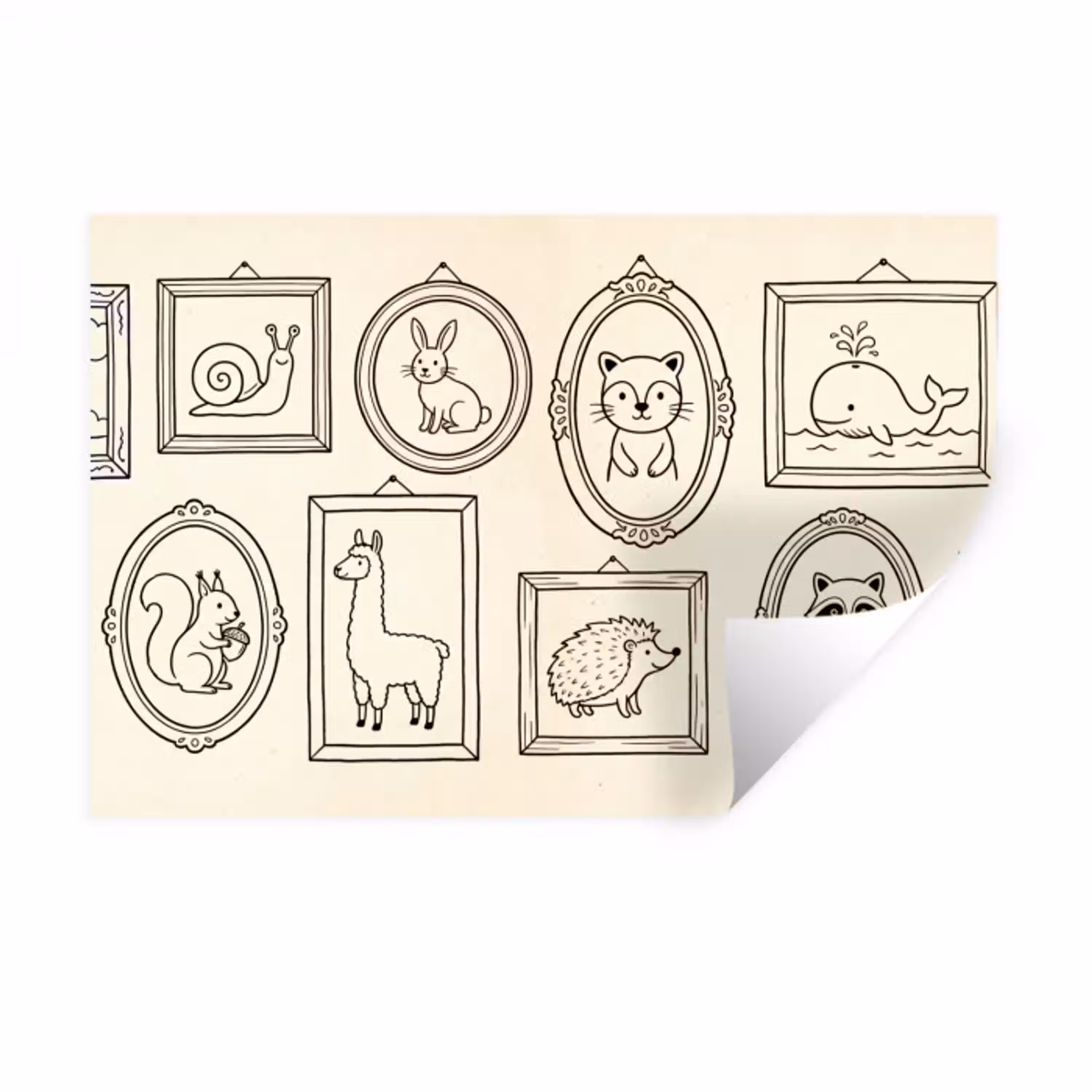 Dieren - Illustratie - Lijsten - Galerij - Speels Muursticker klein -3d