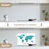 Wereldkaart - Blauw - Kleurrijk keuken achterwand spatscherm klein -voor_na_FR