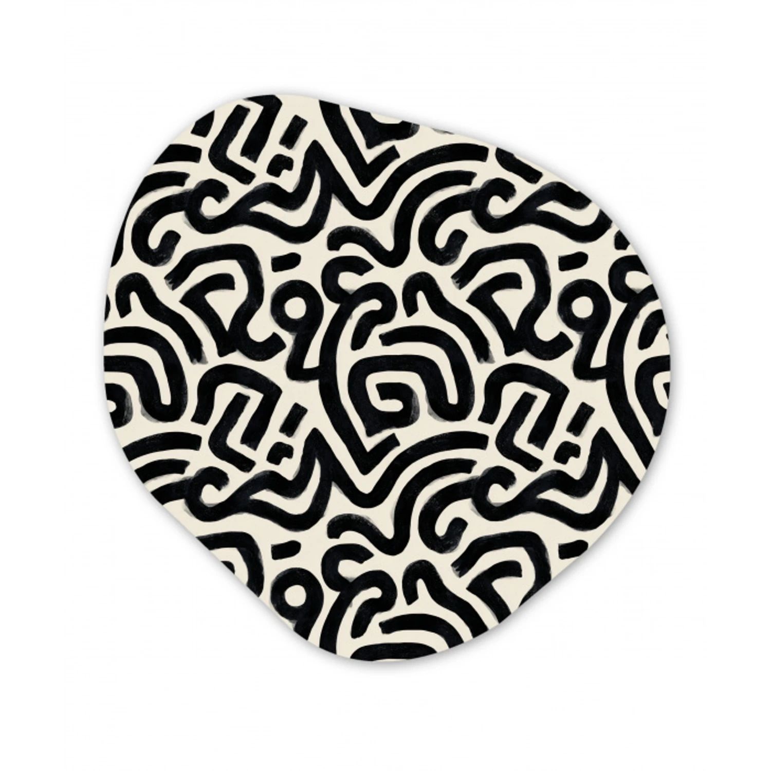 Modern - Abstract - Zwart Wandcirkel Organisch Forex 3mm klein 629 -3d