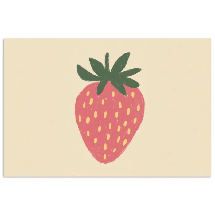 Aardbei - Minimalistisch - Rood - Fruit poster papier klein -3d