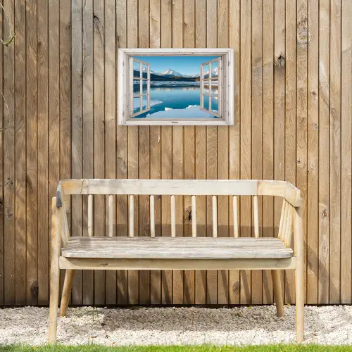 Landschap - Winter - Meer - Bergen - Uitzicht - Doorkijk - Licht Tuinposter op houten frame 2 cm dik klein -sfeer4