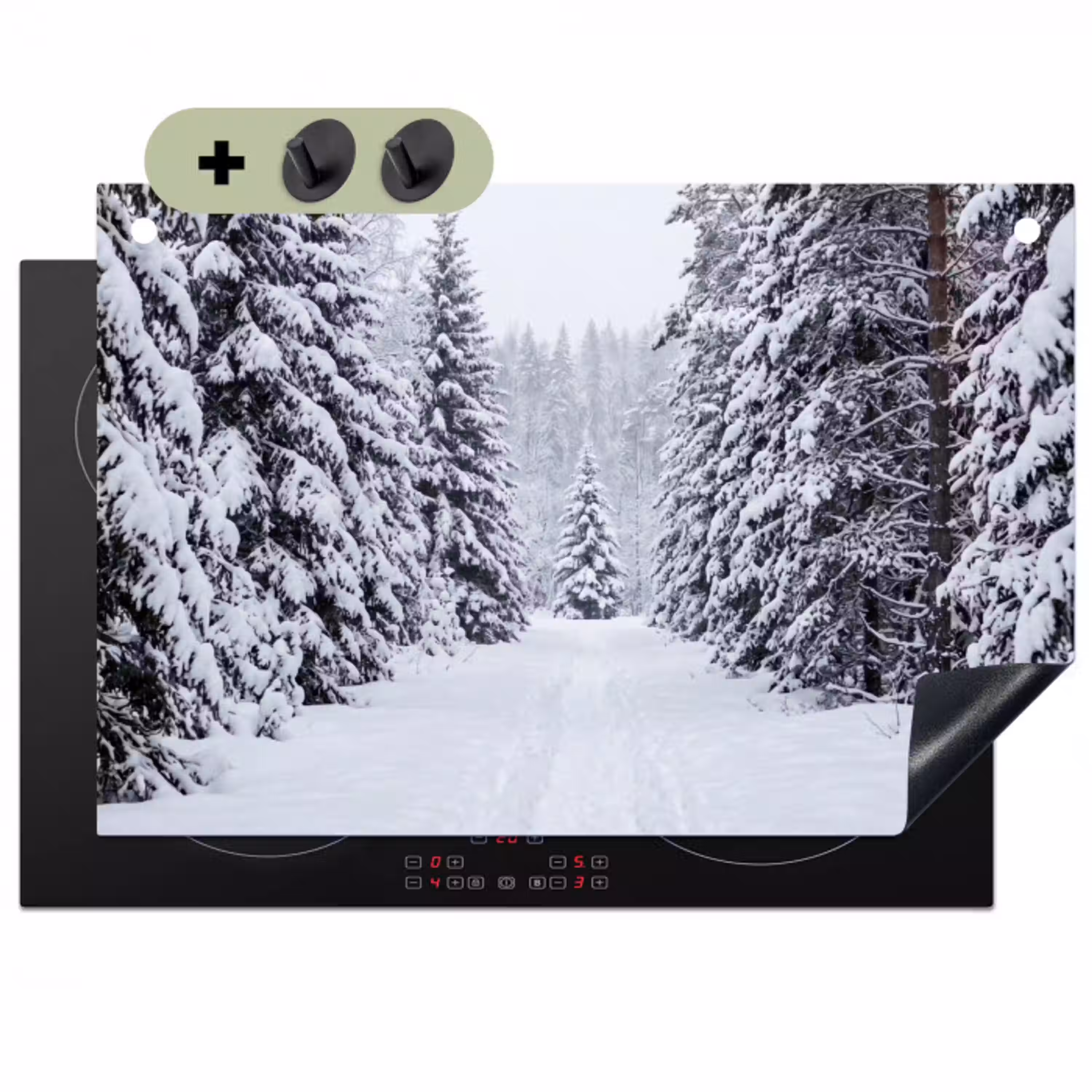 Bos - Winter - Sneeuw - Pad - Natuur Inductie beschemer met haakjes klein -3d