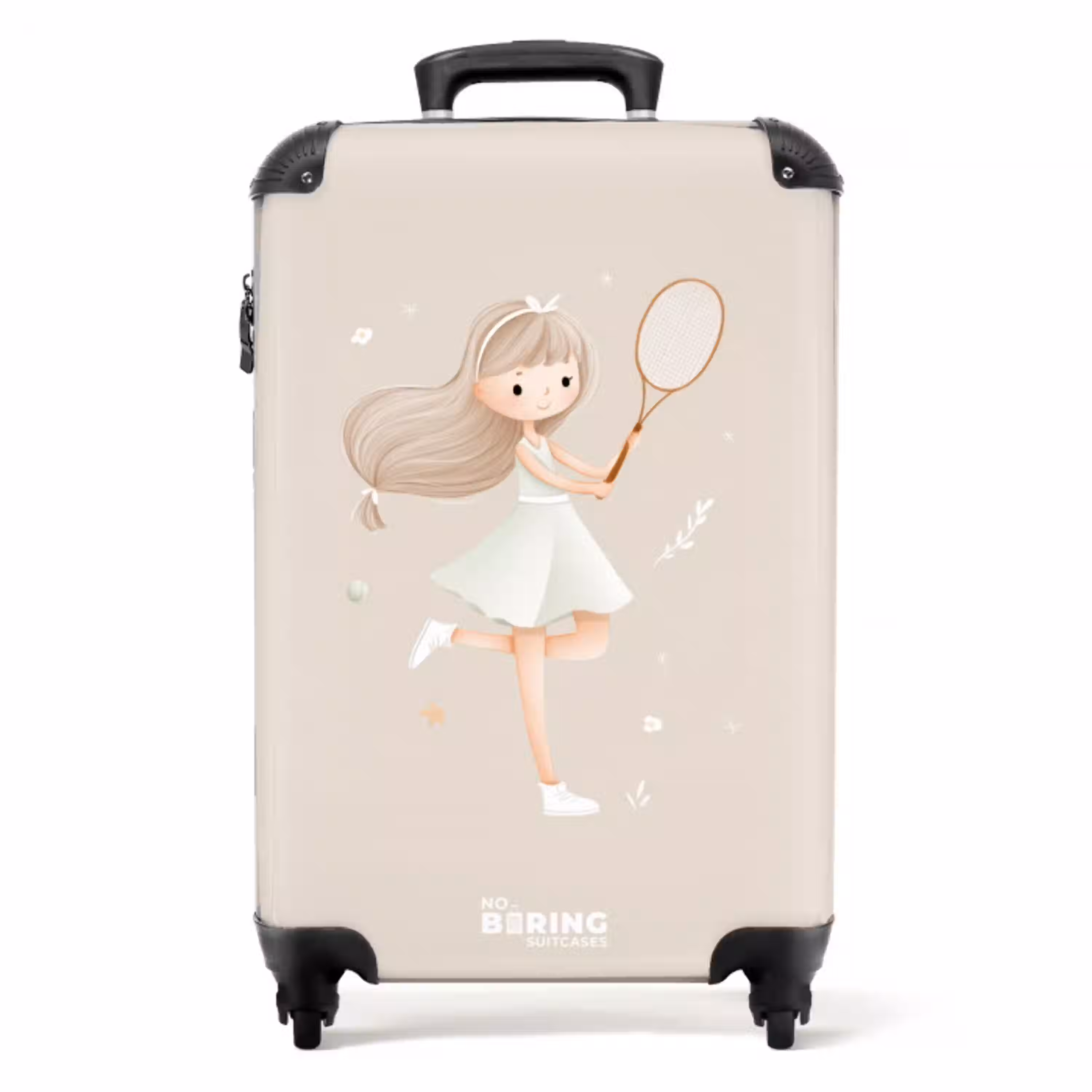 Meisje speelt tennis in beige kleuren NBS - Handbagage koffer - Volwassenen Unisex middel -productfoto_recht