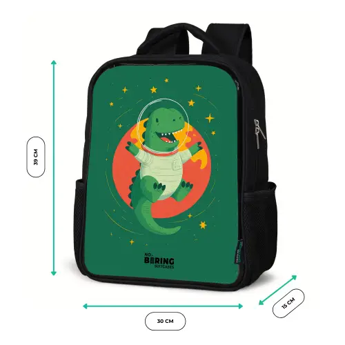 Dino - Planeet - Sterren - Groen Rugzak - Zwart middel -productfoto_formaten