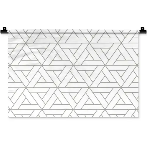 Design - Lijn - Patroon - Zwart - Wit Wandkleed katoen klein 269 -zz3d