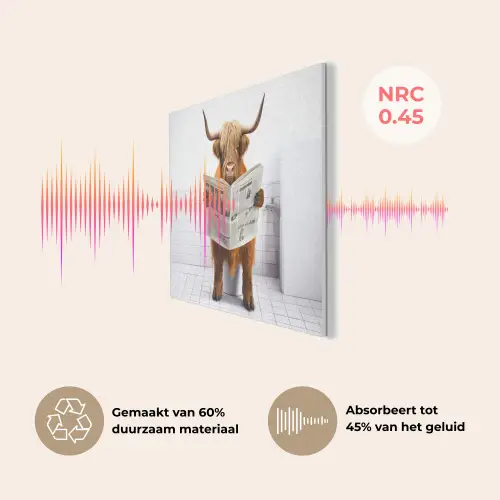 Schotse hooglander - Krant - Toilet - WC - Wit - Koe PET vilt klein -USP_NL