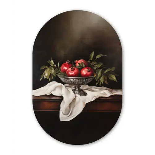 Granaatappels - Klassiek - Vintage Wandcirkel Ovaal Forex klein -3d
