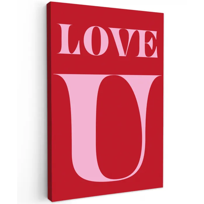 Rood - Love - Valentijn - Roze Tuinposter op houten frame 2 cm dik klein -3d