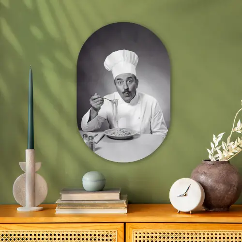 Chef - Spaghetti - Pasta Wandcirkel Ovaal Forex klein -sfeer2