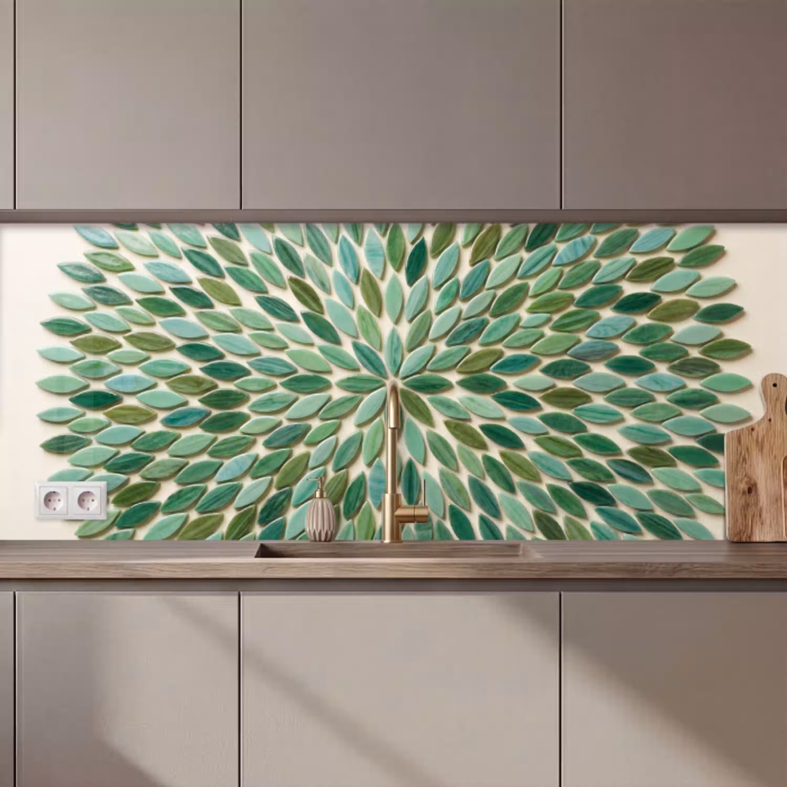 Patroon - Blad - Groen - Abstract keuken achterwand 2 middel zz_3dshopping