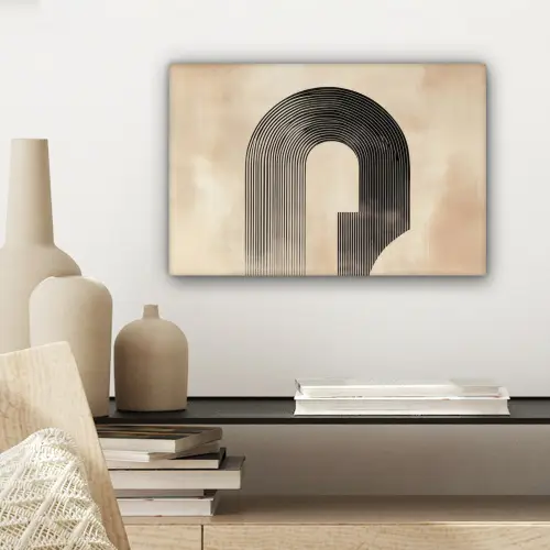 Boog -  Strepen - Minimalistisch - Zwart canvas 2cm klein -sfeer6