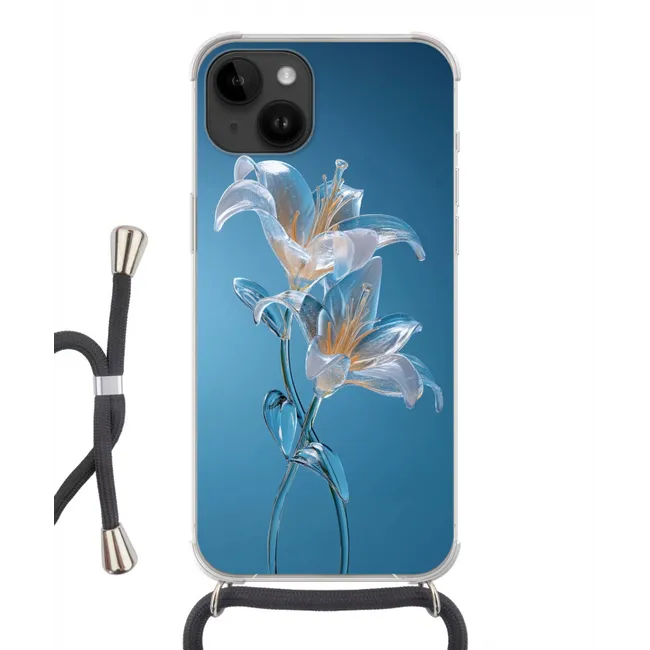 Handyhülle mit Band - Lilien - Blau - Gläser