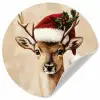Kerst - Hert - Gewei - Rood Wandcirkel behangsticker klein -3d