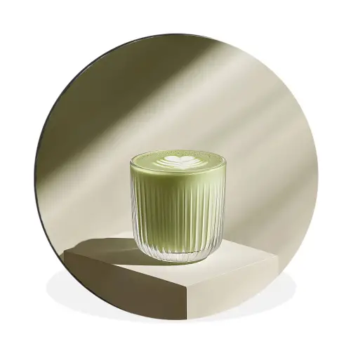 Matcha - Glas - Groen - Minimalistisch Wandcirkel aluminium klein -3d