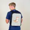 Dino in beige en grijze kleuren Rugzak - Zwart middel -sfeer8