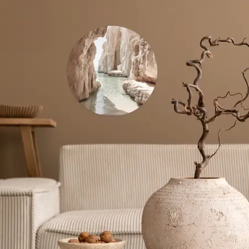 Rotsen - Zee - Zand - Kloof Wandcirkel behangsticker klein -sfeer1