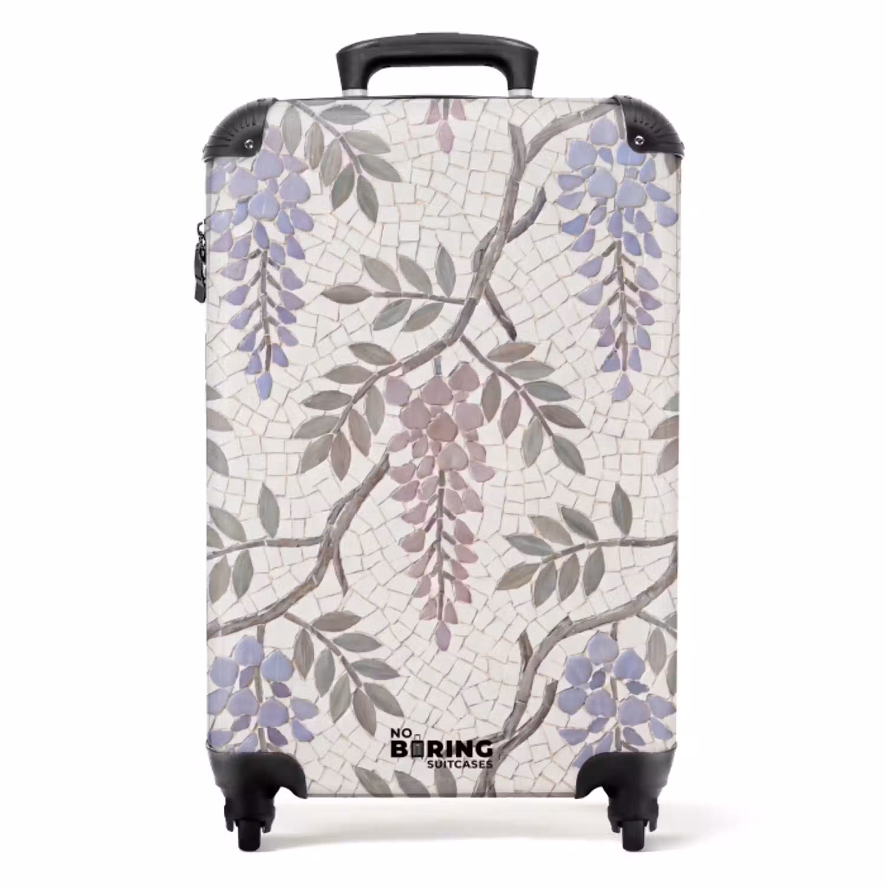 Bloemen - Mozaïek - Natuur - Patroon - Paars NBS - Handbagage koffer - Volwassenen Unisex middel -productfoto_recht