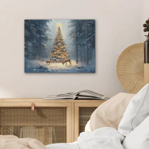 Kerstlicht - Woud - Hert - Donker PET vilt klein -sfeer3