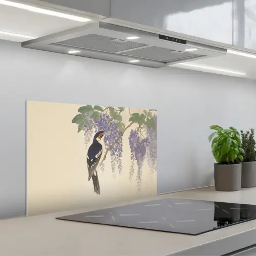 Specht - Bloemen - Paars keuken achterwand spatscherm klein -3d_schuin