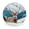 Hert - Landschap - Winter - Natuur - Dieren - Bergen Wandcirkel aluminium klein -3d