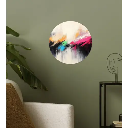 Dynamisch - Abstract - Kleurrijk - Zwart Wandcirkel behangsticker klein -sfeer2