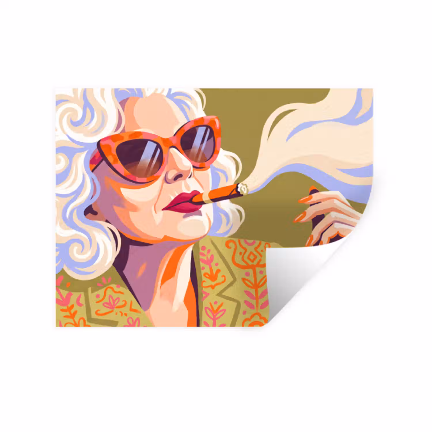 Wandtattoo – Frau – Sonnenbrille – Porträt – Modern – Farbenfroh