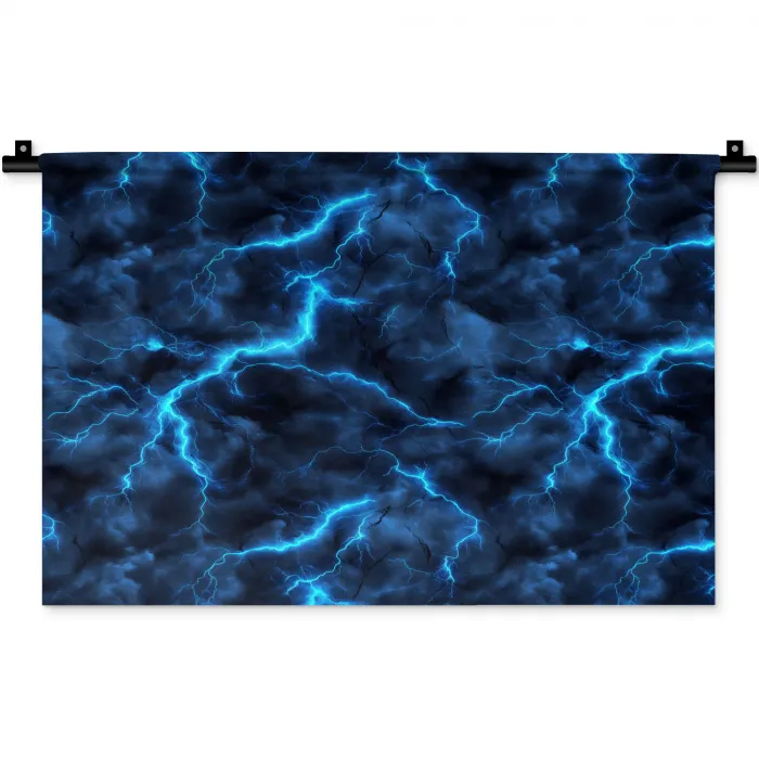 Donker - Blauw - Bliksem Wandkleed katoen klein 269 -zz3d