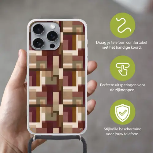 Modern - Geometrie - Kleurrijk Hoesje iPhone 16 Pro Max met koord klein 804 -sfeer2_NL