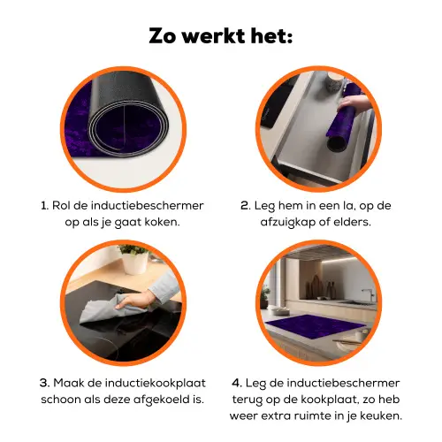 Patroon - Paars - Bloesem Inductie beschermer vinyl 3mm klein 276 -zzzzzzz-td-werking