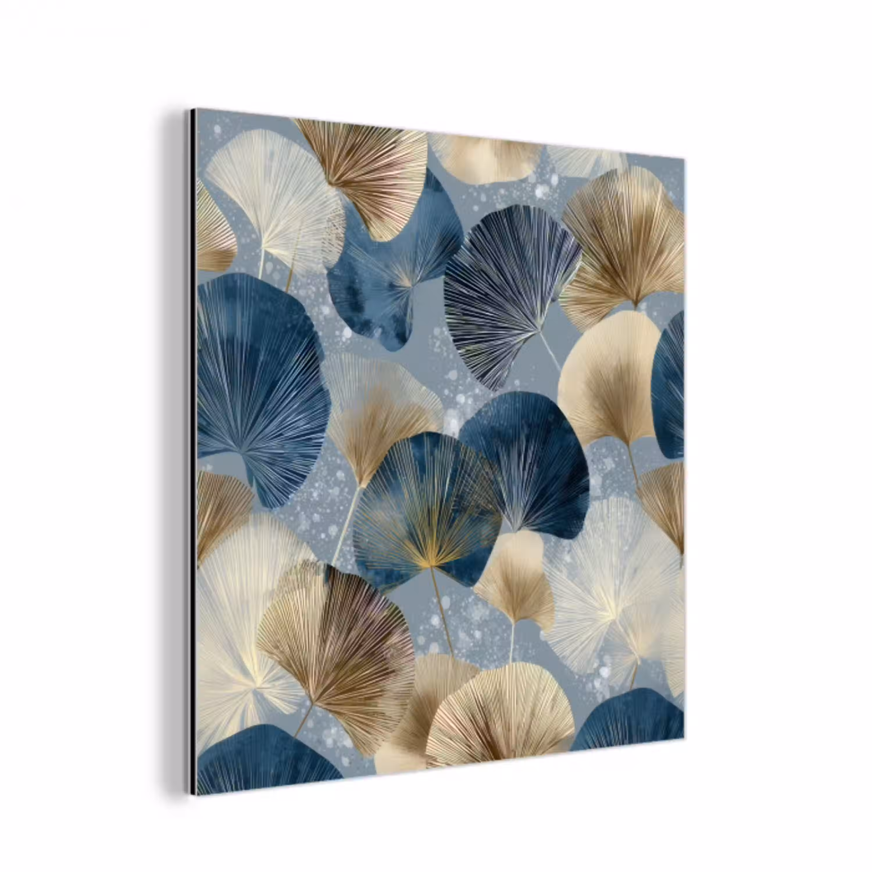Bladeren - Abstract - Goud - Blauw aluminium wit klein -3d
