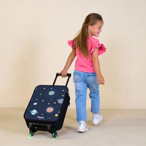 Patroon  van planeten Kinderkoffer - Zwart klein -sfeer1