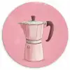Roze - Mokkapot - Illustratie - Koffie Wandcirkel kunststof plaat 5mm dik klein -3d