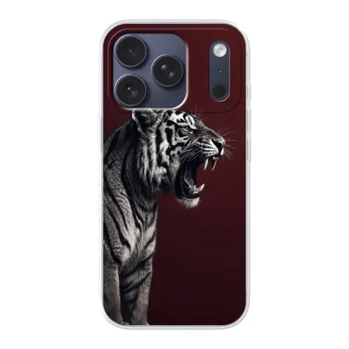 Tijger - Brult - Bordeaux Telefoonhoesje iPhone 17 Pro klein -3d