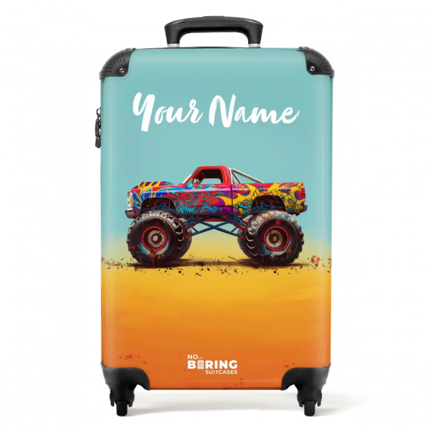 Monstertruck met Graffiti Print in het Zand NBS - Handbagage koffer - Kinderen Unisex middel -productfoto_recht
