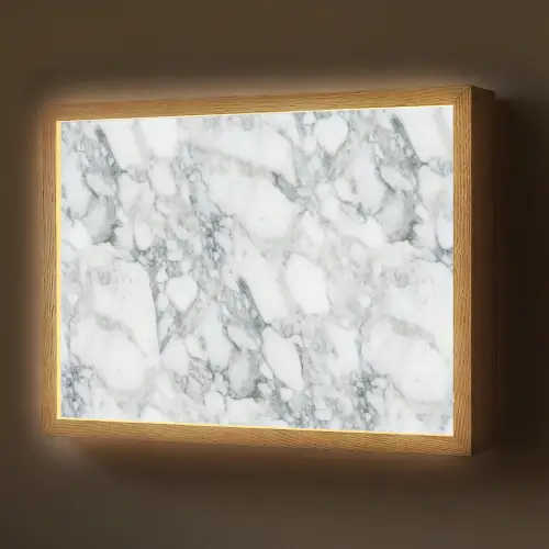 Mozaïek - Marmer - Wit - Onregelmatig Light Box met batterij (Wandlamp) middel 907 -z3d_website