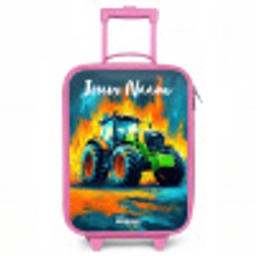 Abstract - Tractor - Groen Kinderkoffer - Roze klein -3d