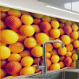 Vrucht - Waterdruppels - Oranje keuken achterwand 2 middel 865 -zzzz3d_schuin