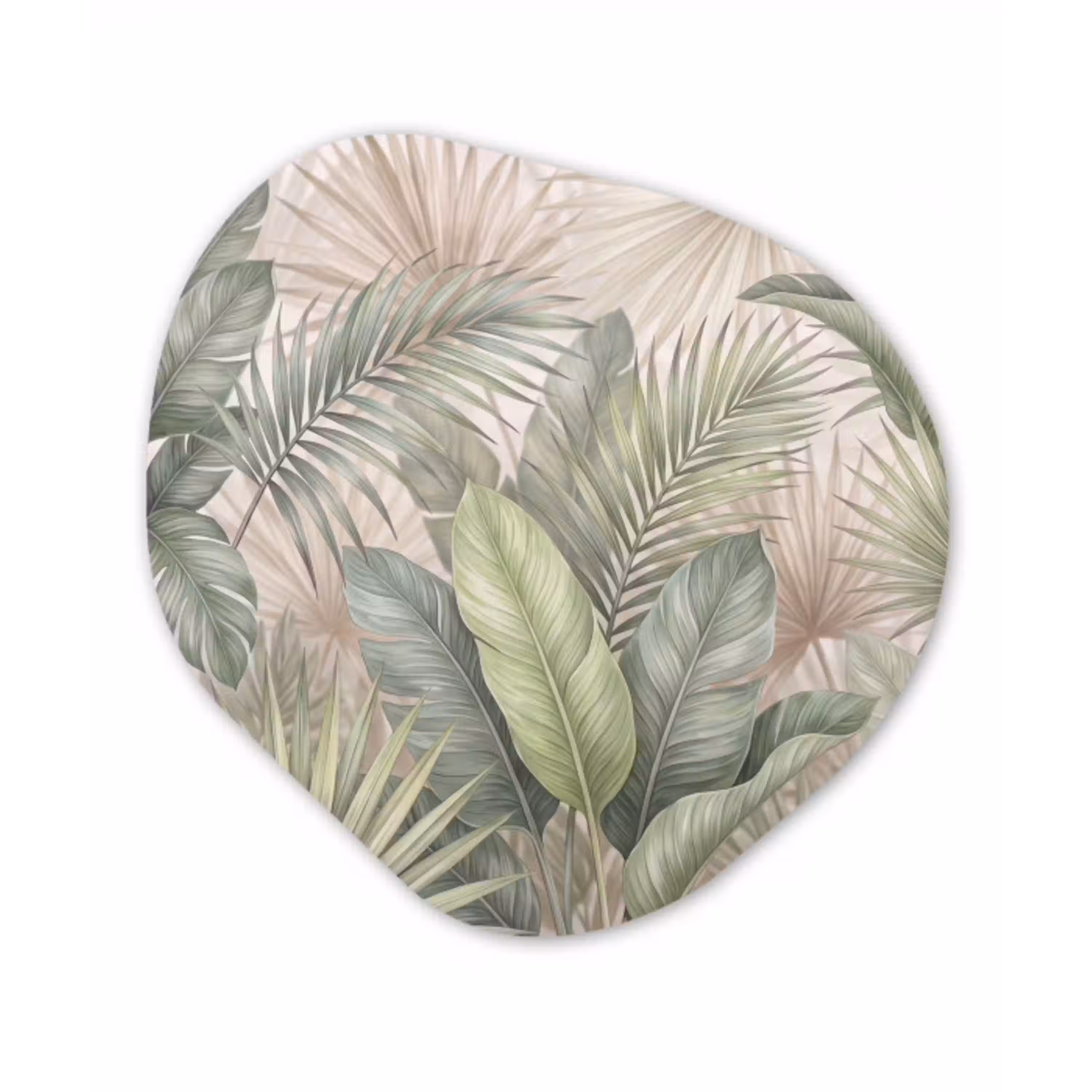 Planten - Tropisch - Bladeren - Groen - Natuur Wandcirkel Organisch Aluminium middel -3d